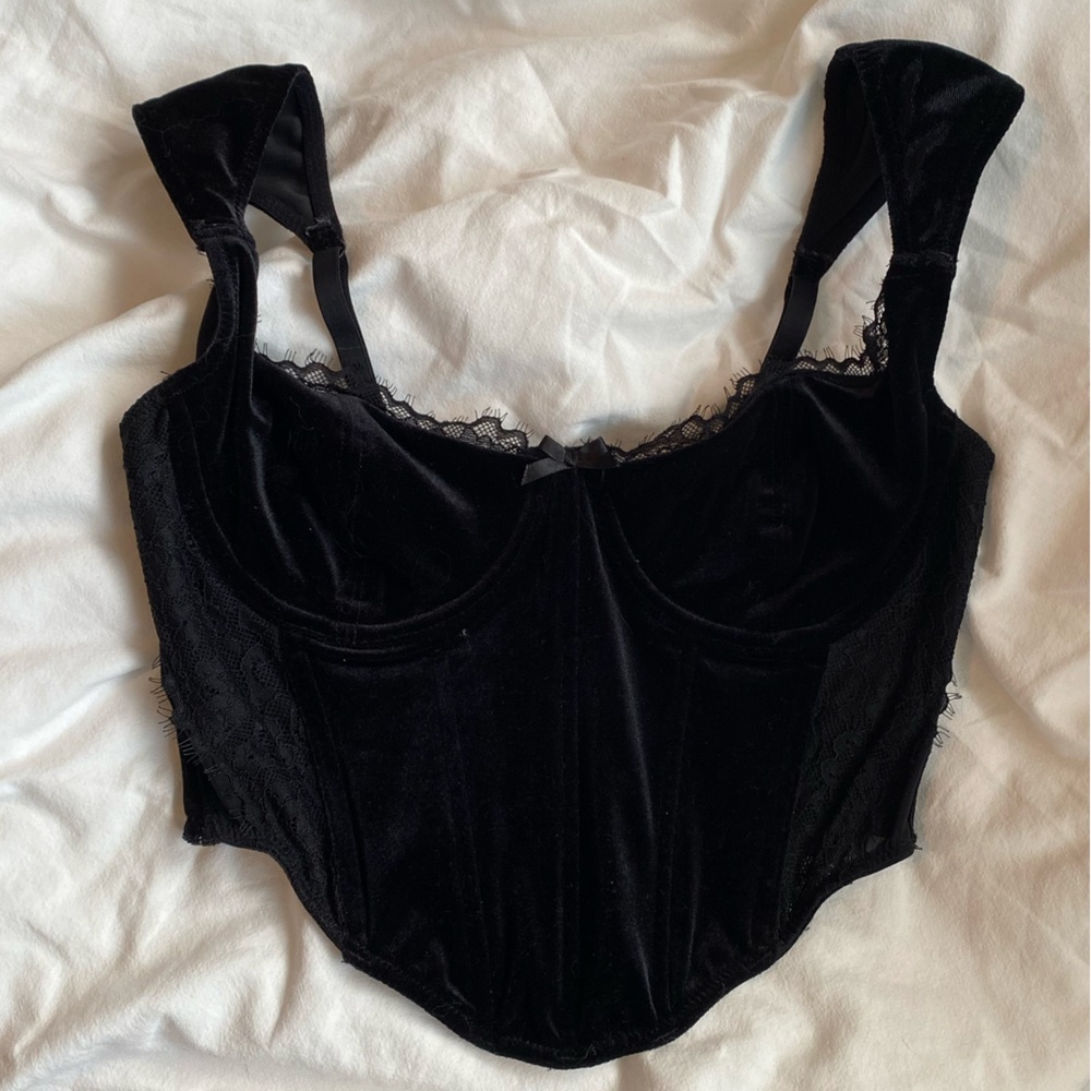 black velvet corset top